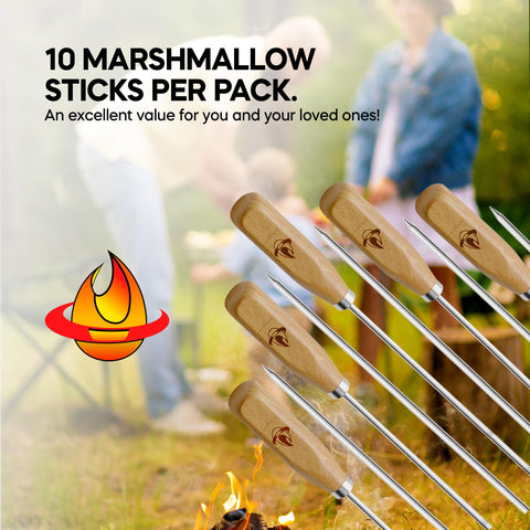 Fireside 10-pack campfire sticks suitable for marshmallows and hot dogs
