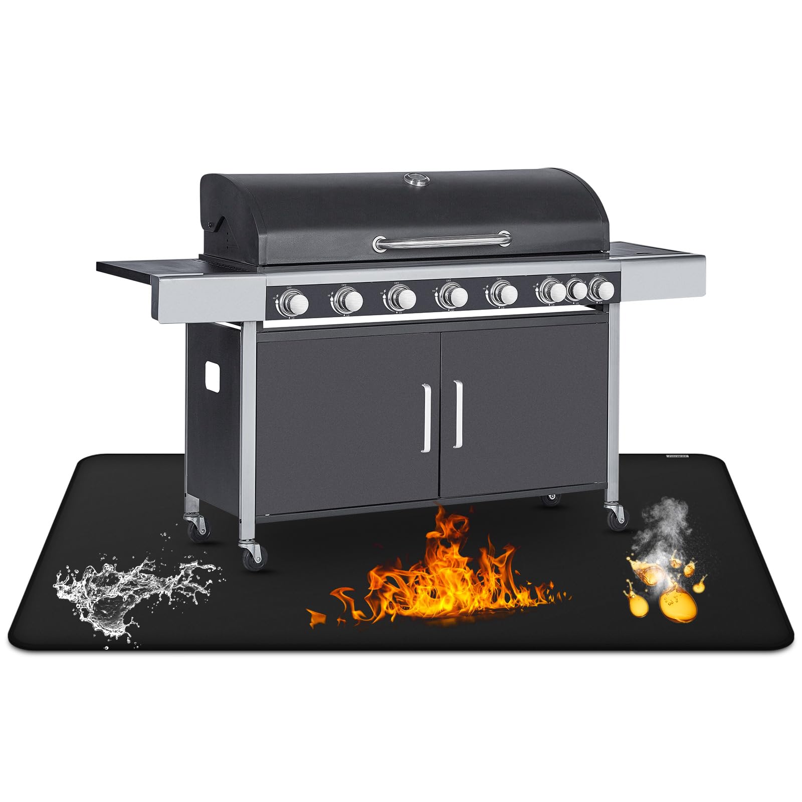FireWESS 40x60 inch under-grill-mat protects surfaces from embers and spills.