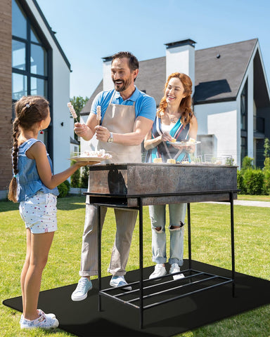 FireWESS grill mat covers a wide 30x48 inch area on the deck