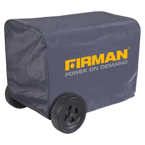 Firman 1009 large generator cover in waterproof vinyl protecting a 5000W unit.