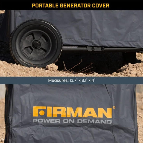 Firman 1009 outdoor generator cover protects equipment after rainy conditions.