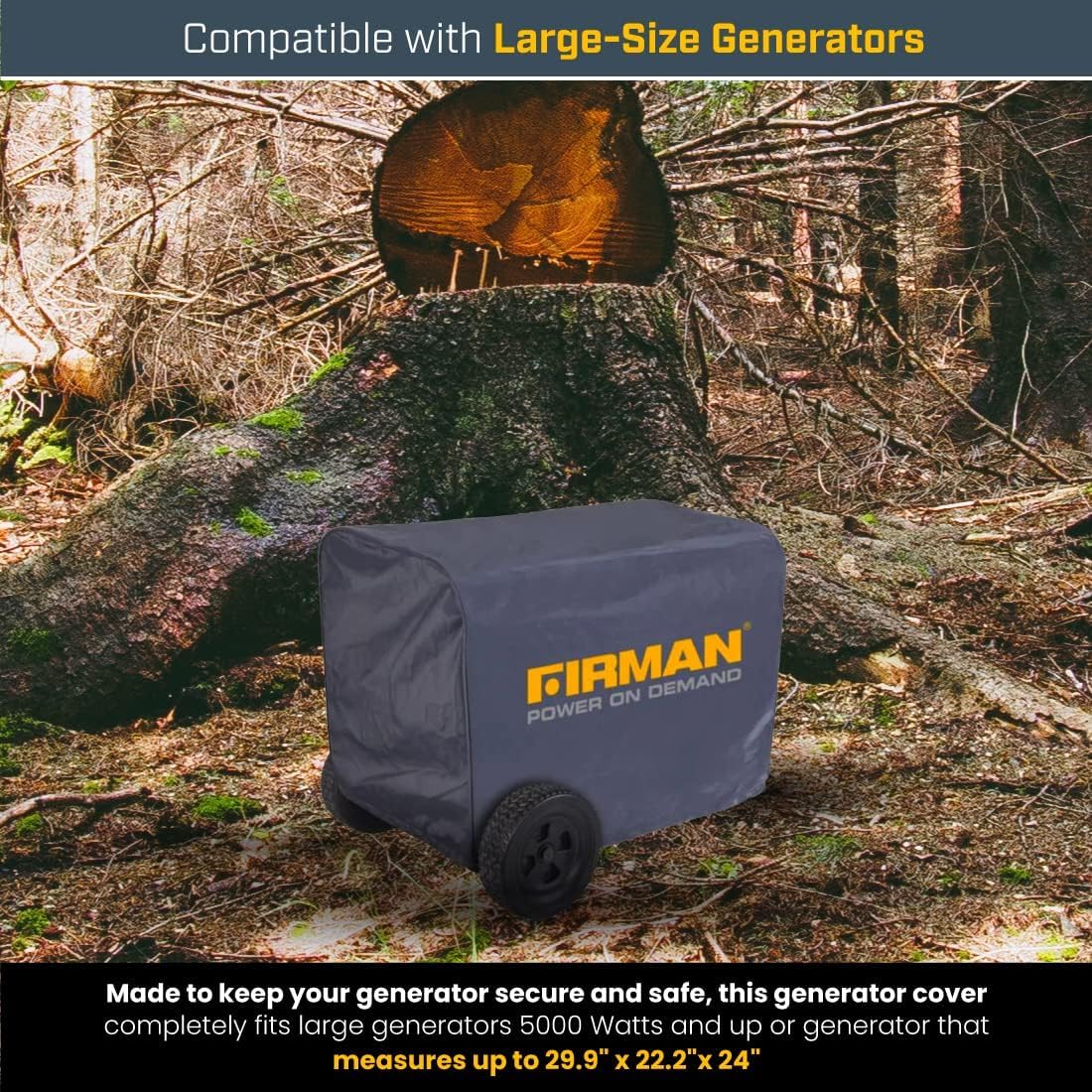 Firman 1009 weatherproof design shields from rain, snow, dust, and UV rays.