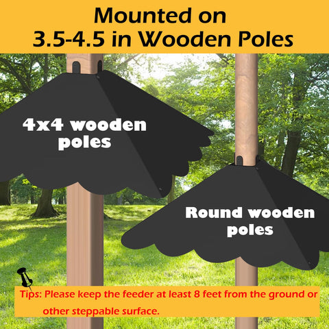 Firmlly outdoor garden baffle blends with wood features while deterring squirrels.
