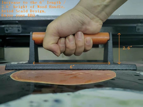 Bacon and meat press by Firsgrill supports thin slices for consistent cook