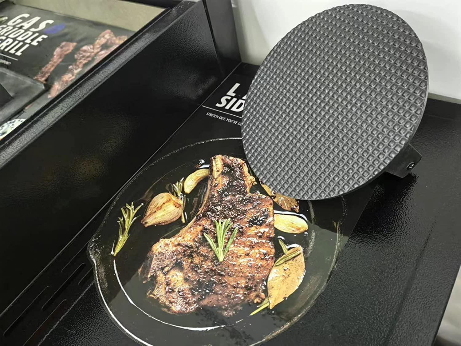 Firsgrill burger press guiding even thickness for evenly cooked patties.