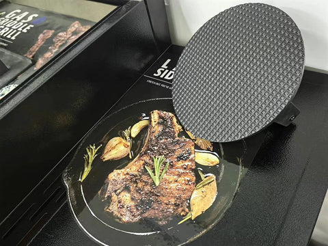 Firsgrill press helps prepare meals for gatherings with restaurant-style results.