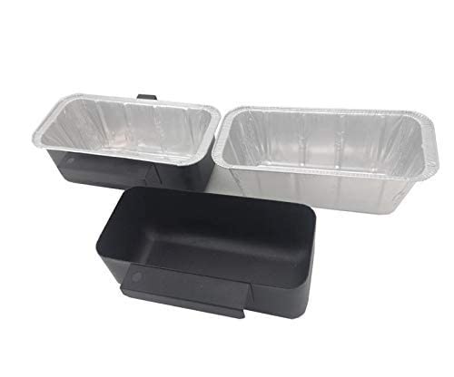Firsgrill 8in x 3.75in x 3in tray contains grease neatly.