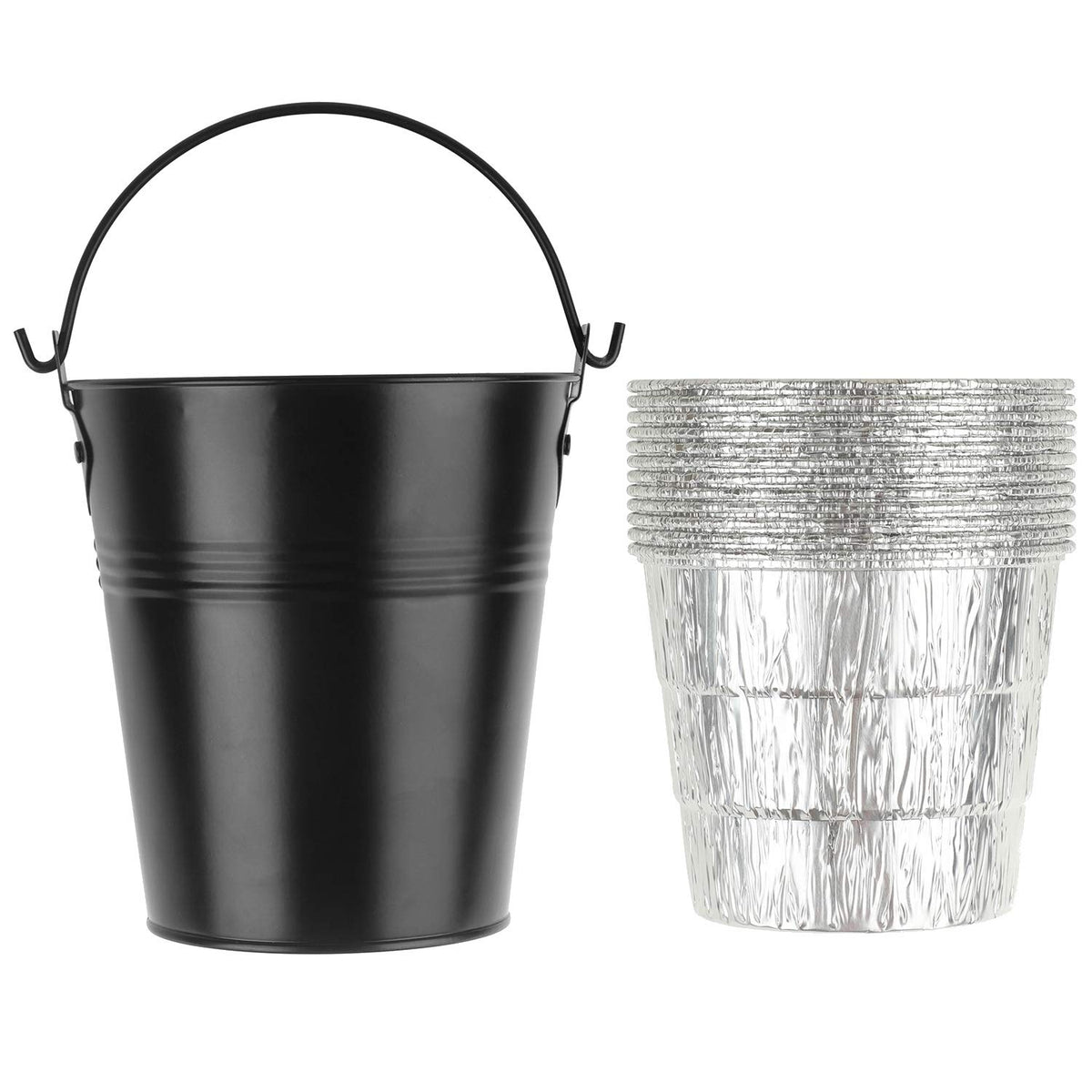 Firsgrill drip grease bucket with liners for cleaner grilling and quick cleanup.