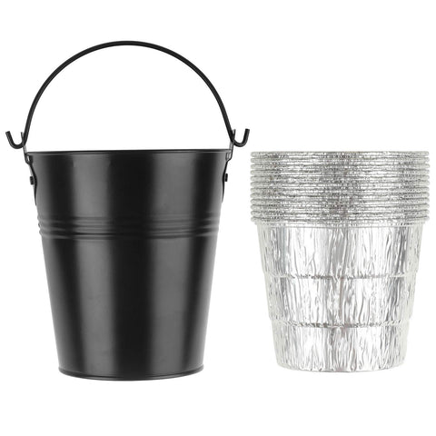 Firsgrill drip grease bucket with liners for cleaner grilling and quick cleanup.