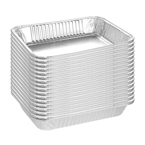 Firsgrill 8.5x6-inch drip pans closeup showing sturdy aluminum for grease collection