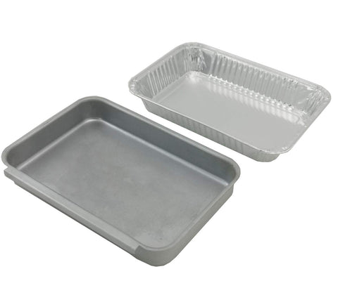 Firsgrill aluminum tray closeup highlighting heat tolerance for high-temperature grilling