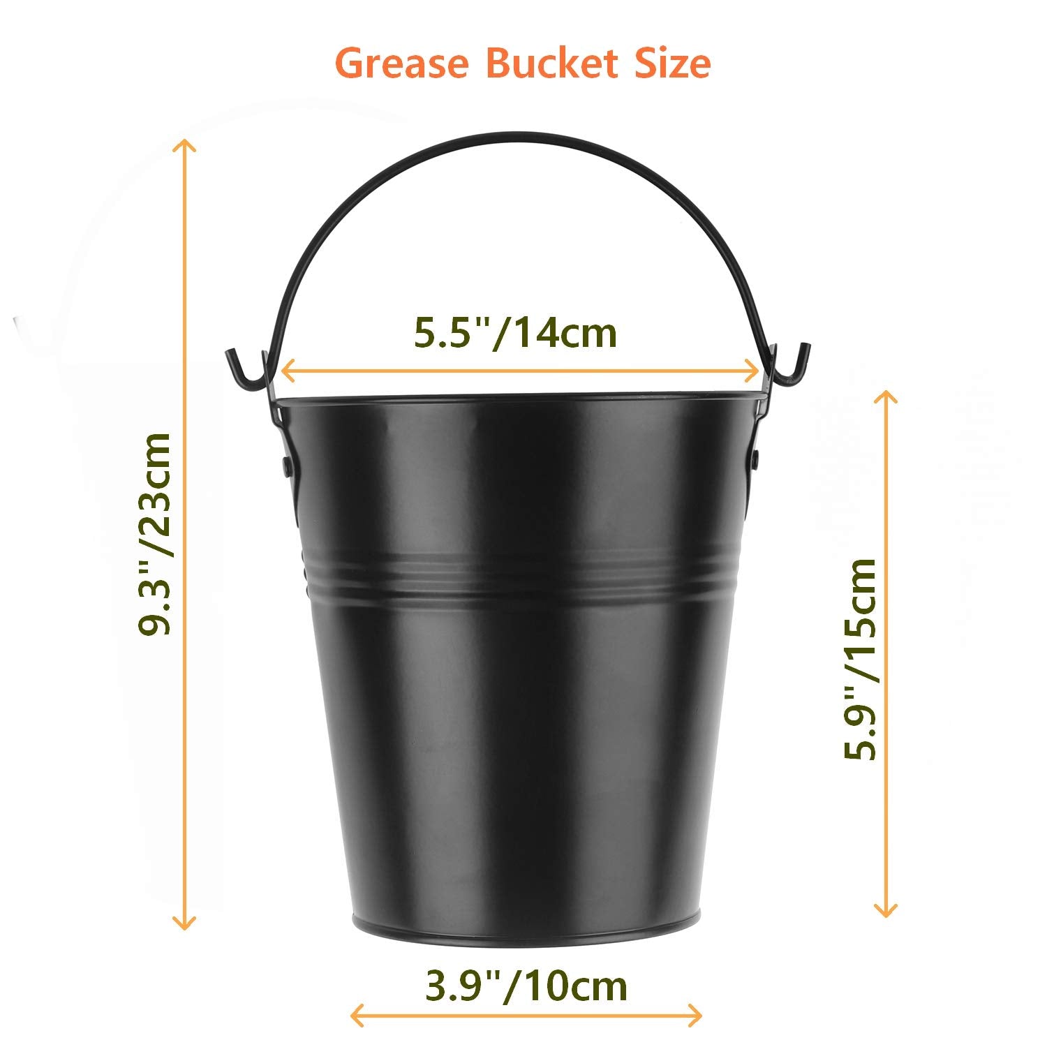 Firsgrill durable galvanized steel grease bucket resists rust and weather.