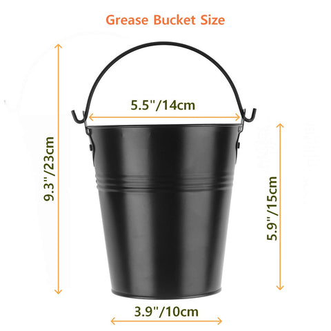 Firsgrill durable galvanized steel grease bucket resists rust and weather.