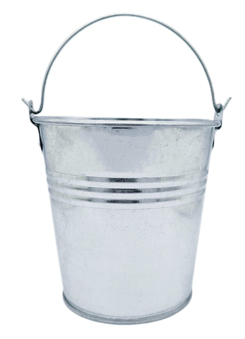 Firsgrill mini grease bucket closeup, durable galvanized steel for weather-resistant outdoor grilling.
