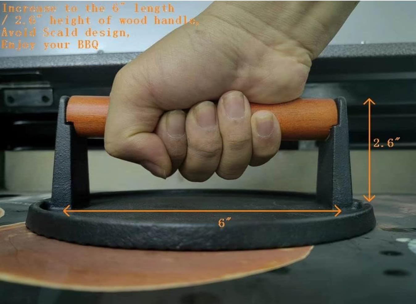 Firsgrill wood handle close-up for a comfortable grip