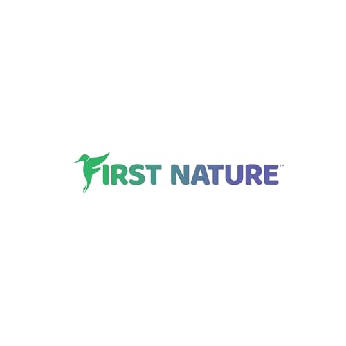 First Nature hummingbird feeder with wrap-around perch supports comfortable feeding.