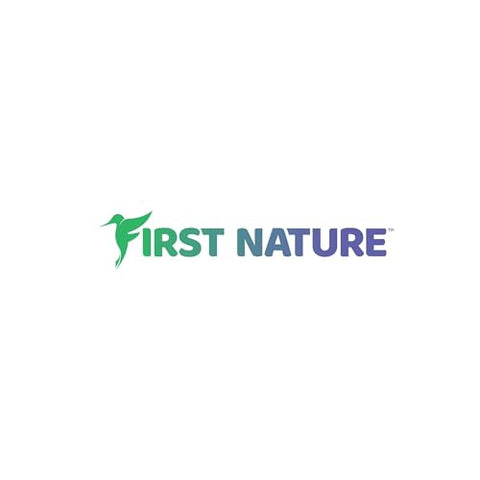 First Nature hummingbird feeder with wrap-around perch supports comfortable feeding.