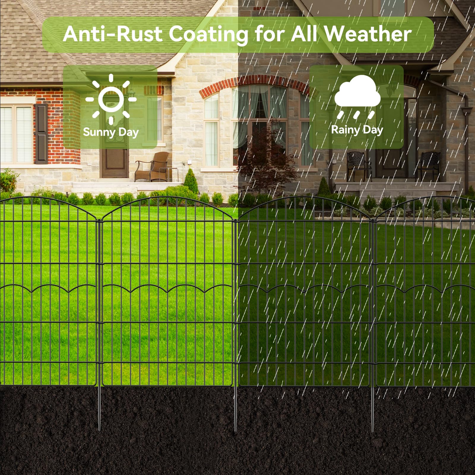 FIRSTNESS Rustproof coating protects against weather for long-lasting outdoor use.