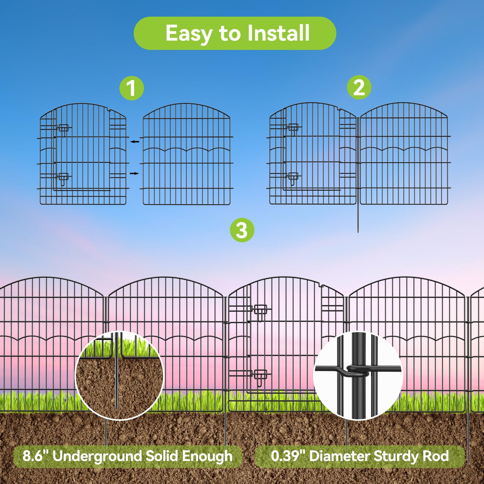 Firstness garden fence stakes secure anchoring for stable no dig installation.