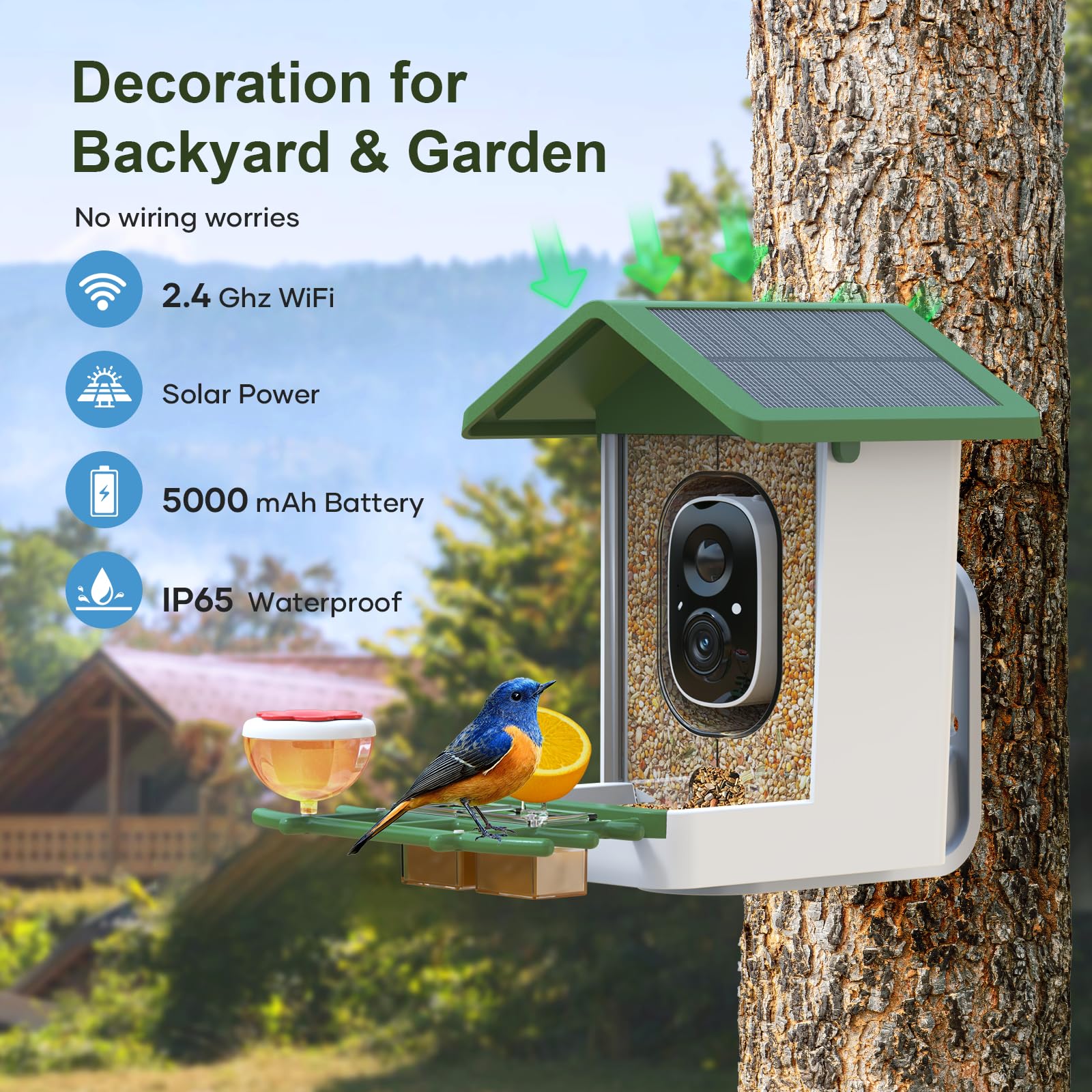 Built in speaker letting you hear birds and converse softly