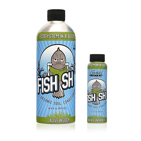 Fish Head Farms Organic Soil Conditioner bottle label highlighting organic formula for healthier plants.