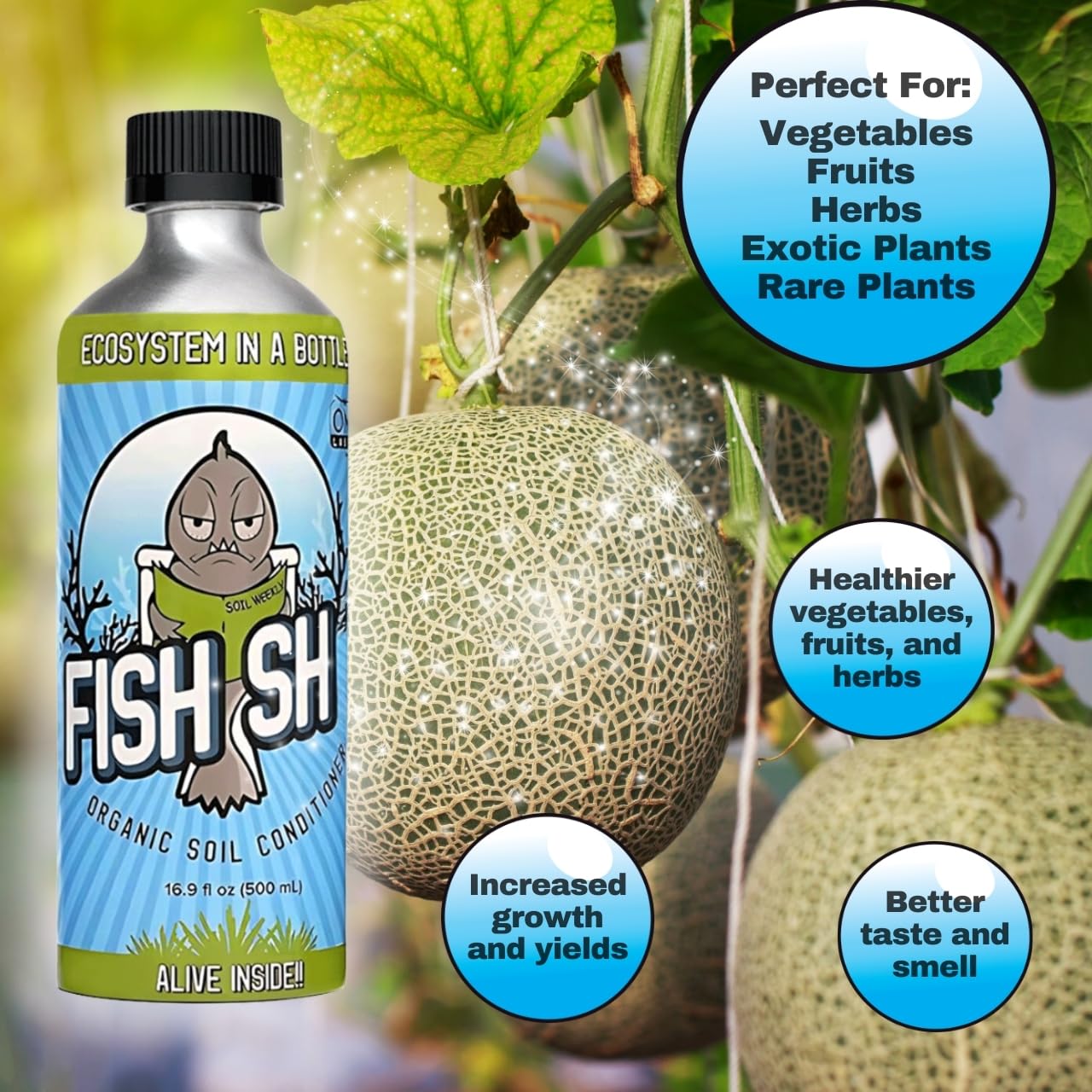 Fish Head Farms Organic Soil Conditioner flavor-release imagery highlighting enhanced aromas.