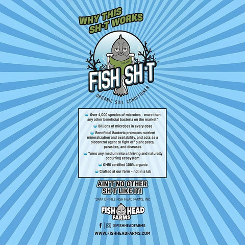 Fish Head Farms Organic Soil Conditioner omri-listed badge communicates organic certification.