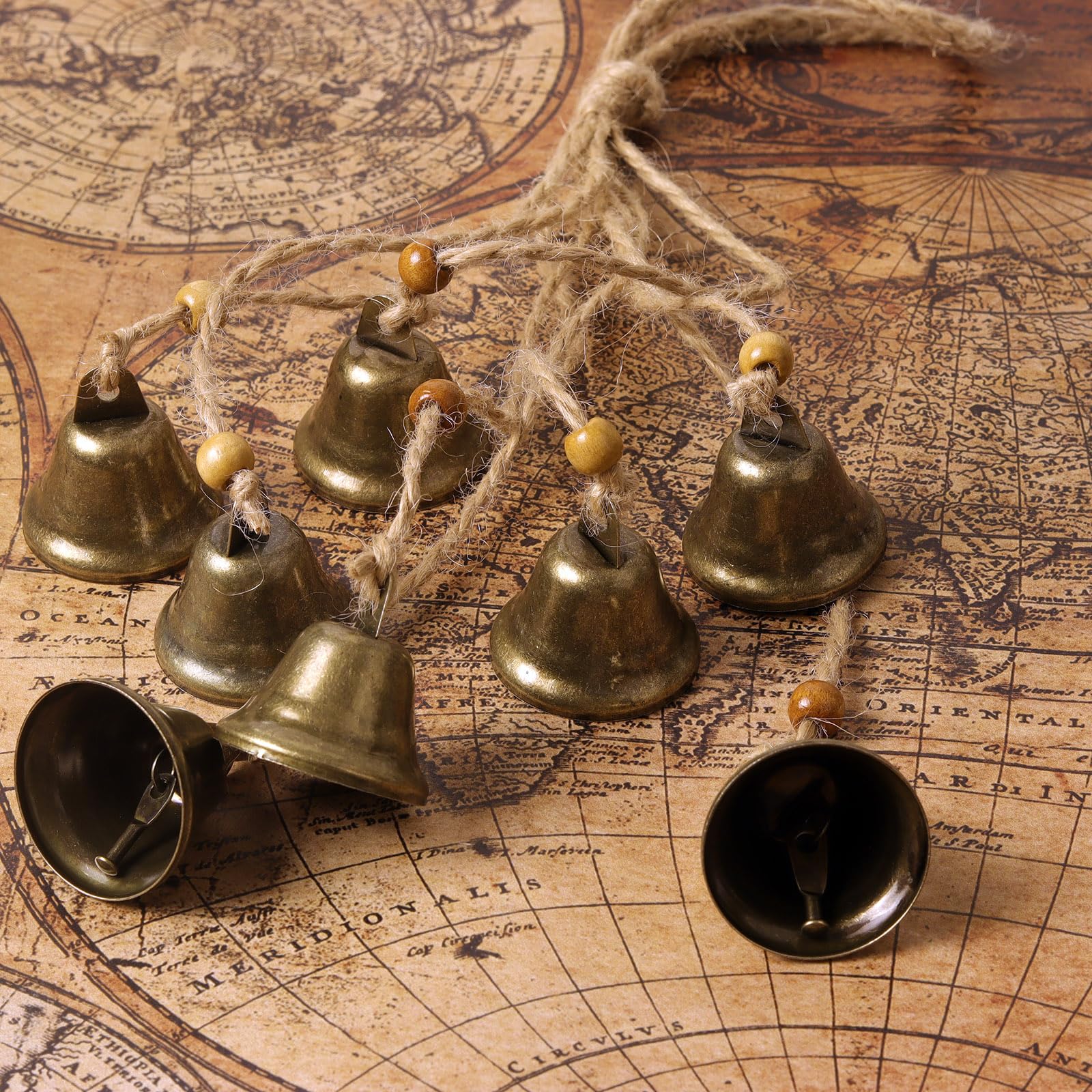 Fishknow hemp rope witch bells with wooden beads offer charming decor accents