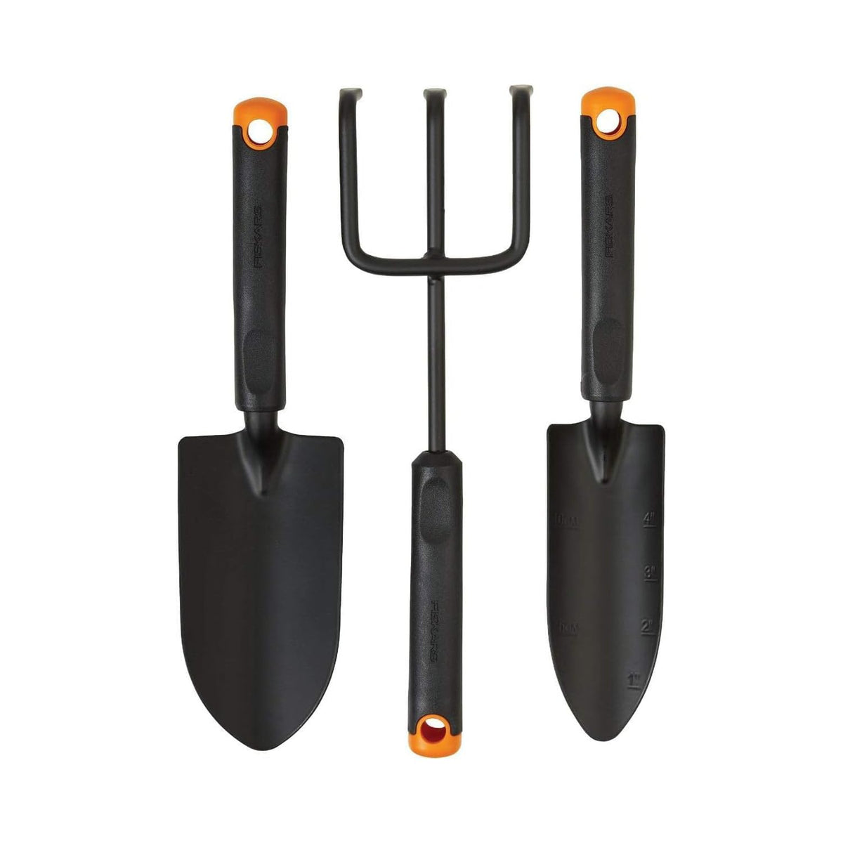 Fiskars 3-Piece Garden Tool Set trowel with rust-resistant steel for precise planting