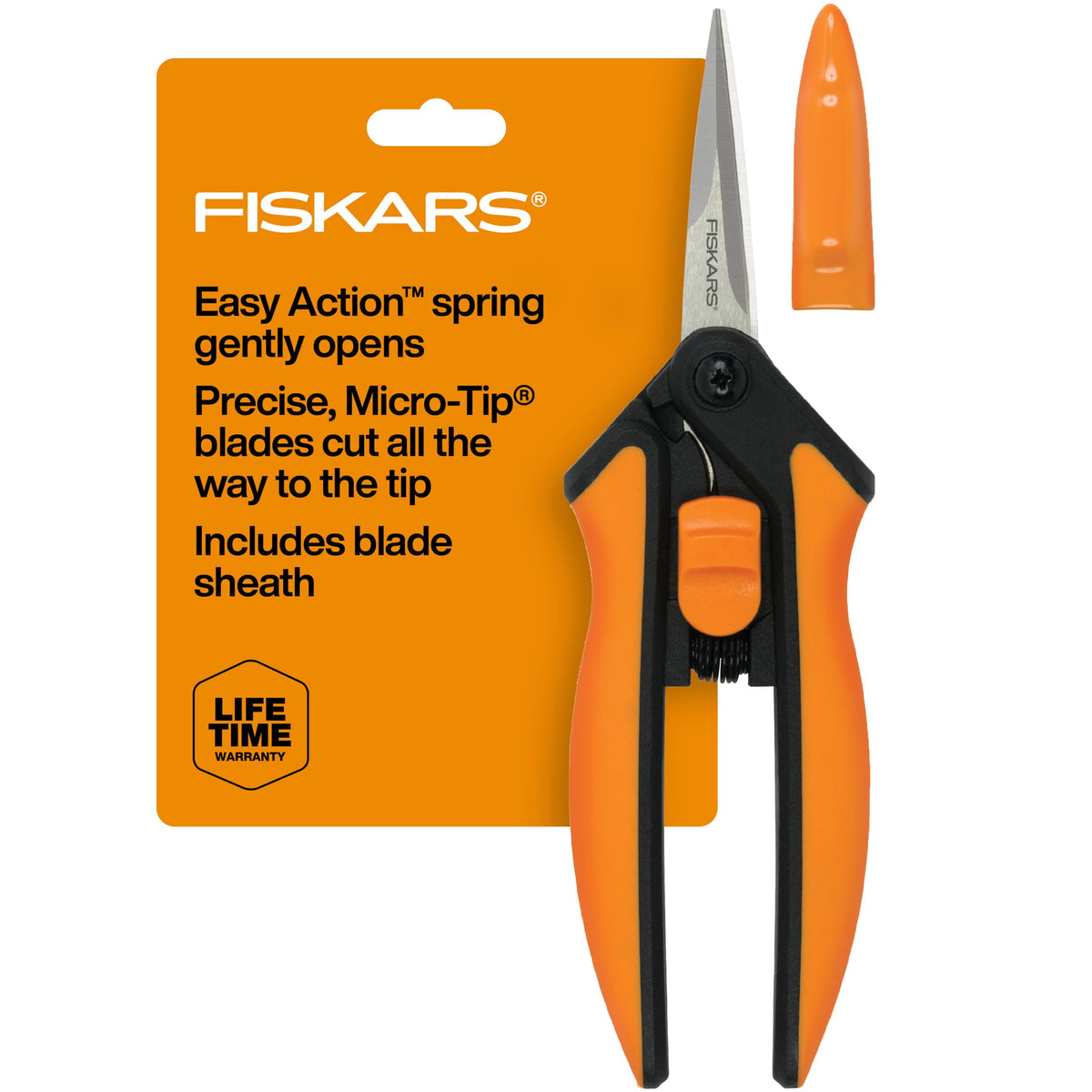 Fiskars 6-inch Micro-Tip pruning snips trim delicate flower stems with clean precision