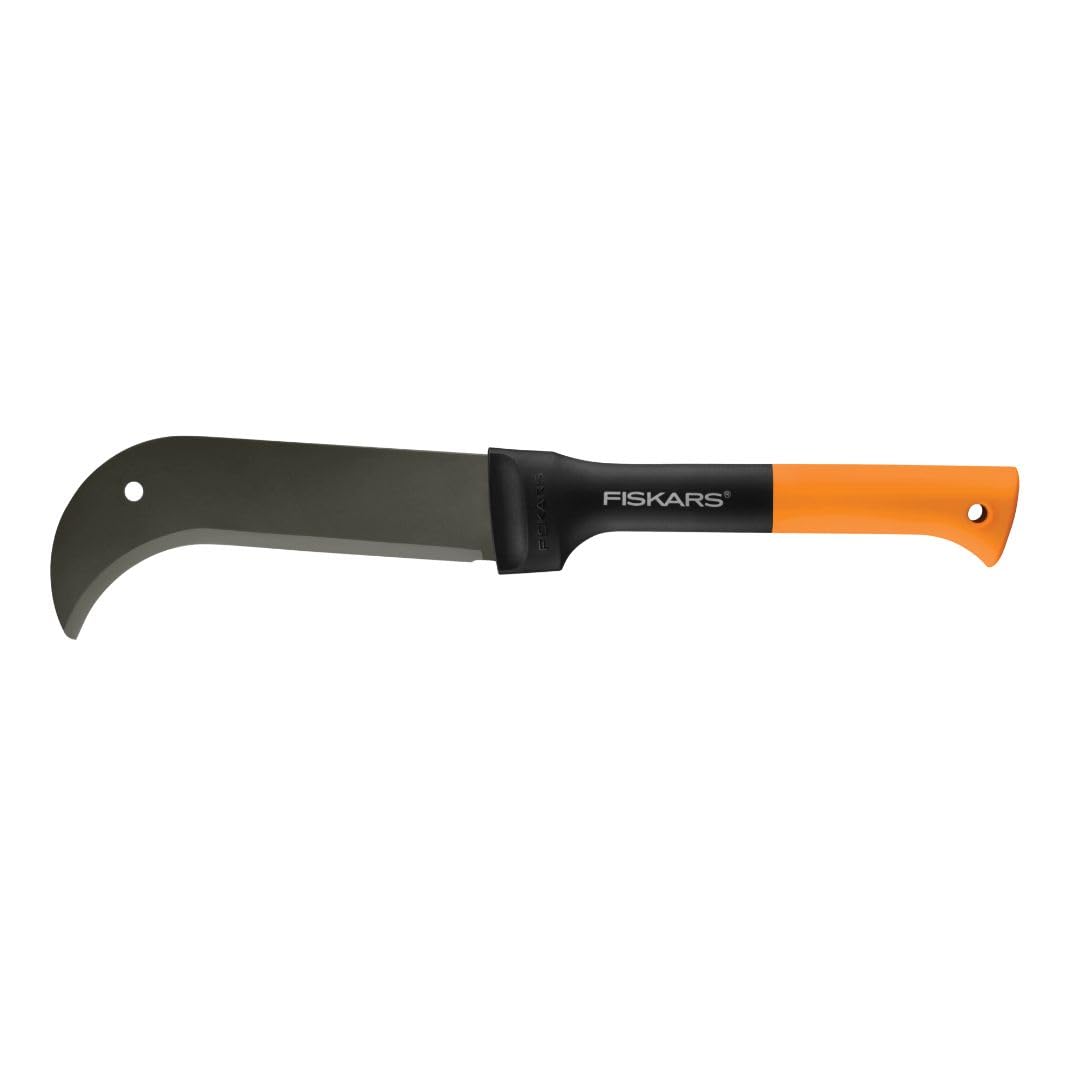 Fiskars 9-inch Brush Axe blade close up for clean cuts through tough brush