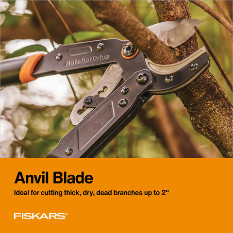 Anvil blade ready to cut thick dry branches up to two inches