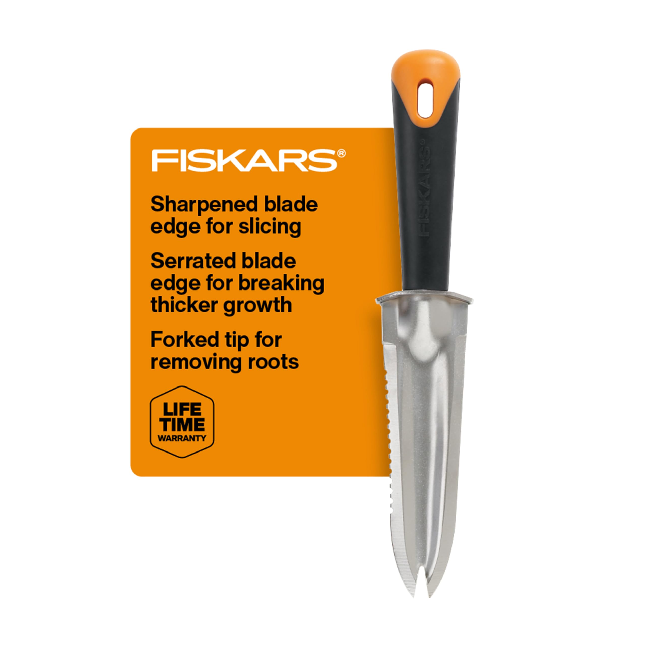 Fiskars Big Grip Garden Knife aiding digging and soil loosening for raised beds.