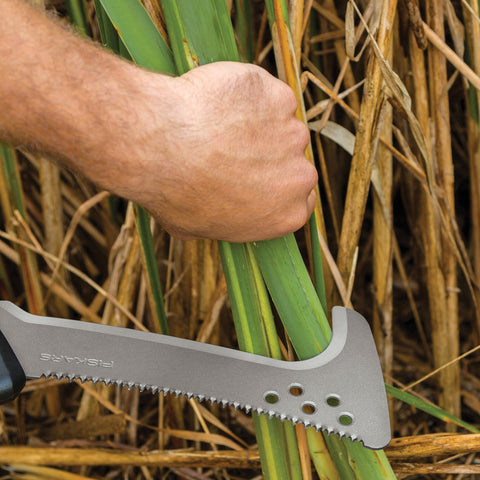 Fiskars billhook saw handle texture detail enhances grip