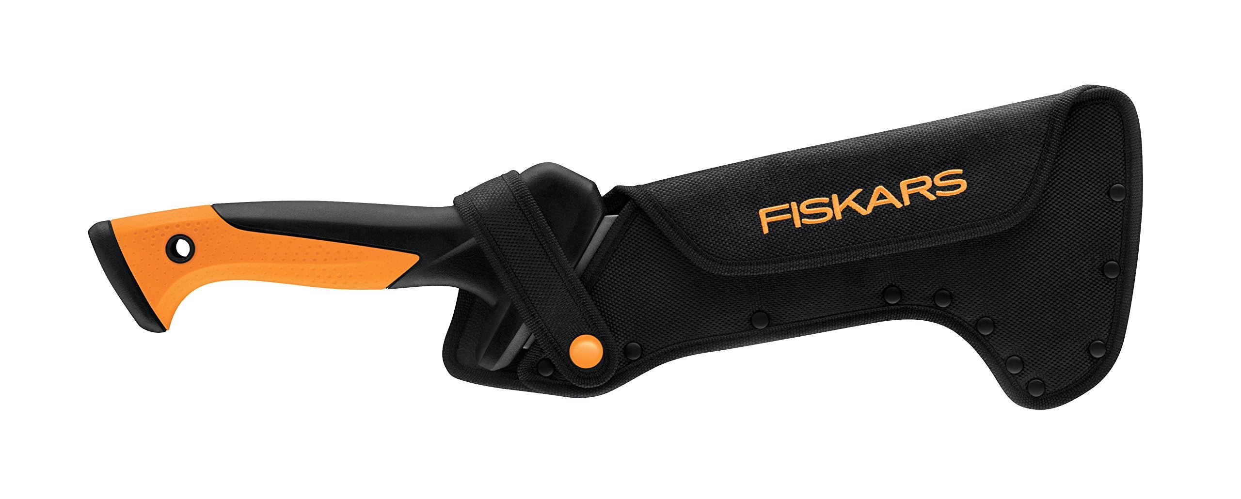 Fiskars billhook saw hooked blade close-up showing pull-cut capability