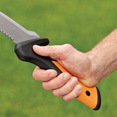 Fiskars billhook saw lifetime warranty badge highlights durability