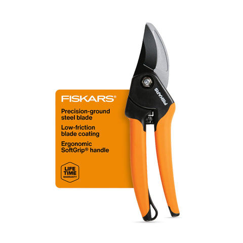 Fiskars bypass pruner five-eighth-inch capacity for precise shrub cuts