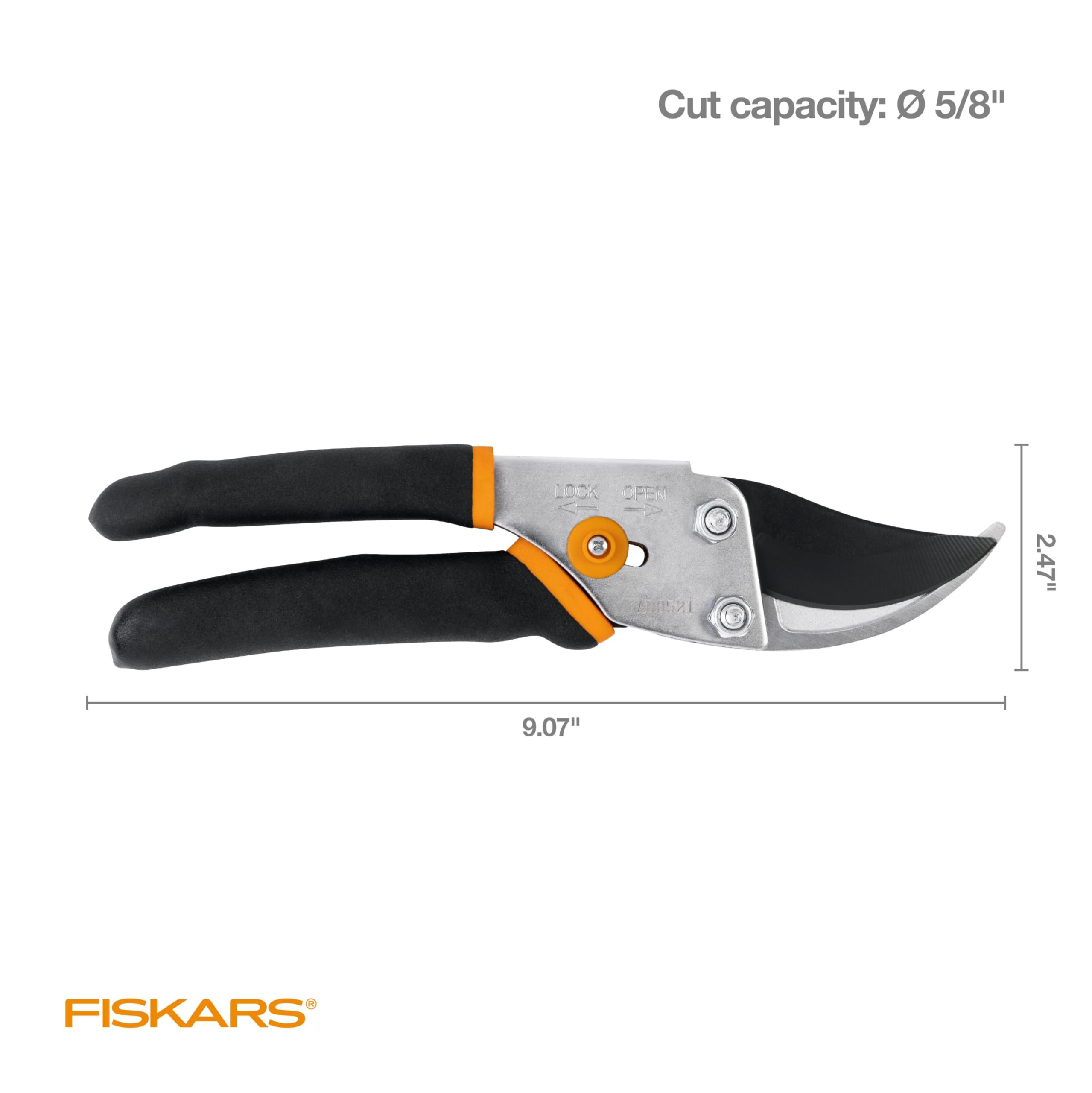 Fiskars pruning shears rust-resistant coating protecting blade during garden tasks
