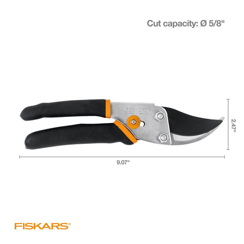 Fiskars pruning shears rust-resistant coating protecting blade during garden tasks