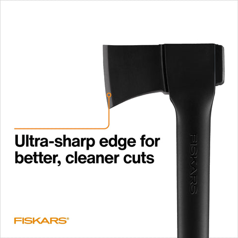 Fiskars axe at campsite prep firewood quickly and easily.