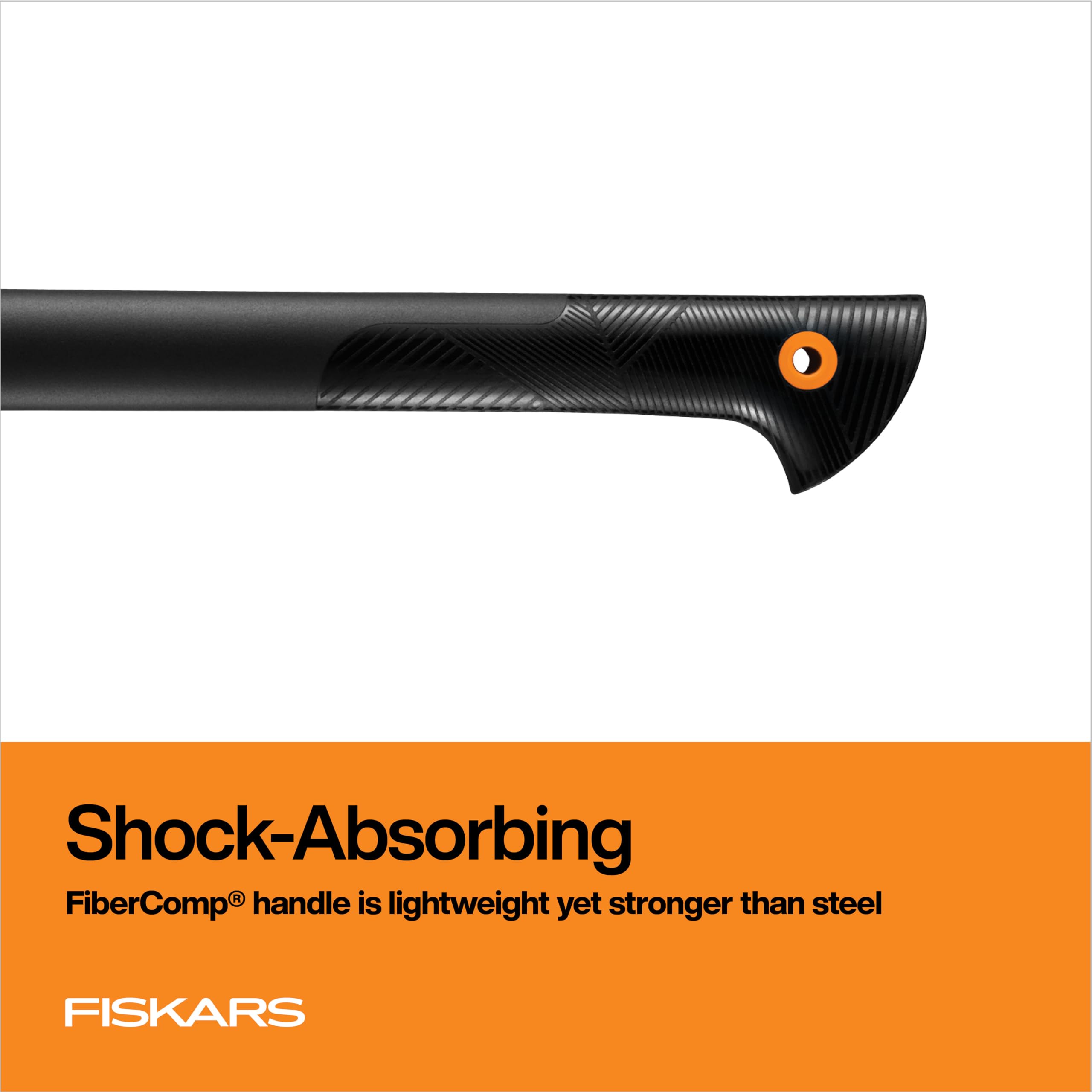 Fiskars chopping axe lifetime warranty signifying trusted outdoor tool.