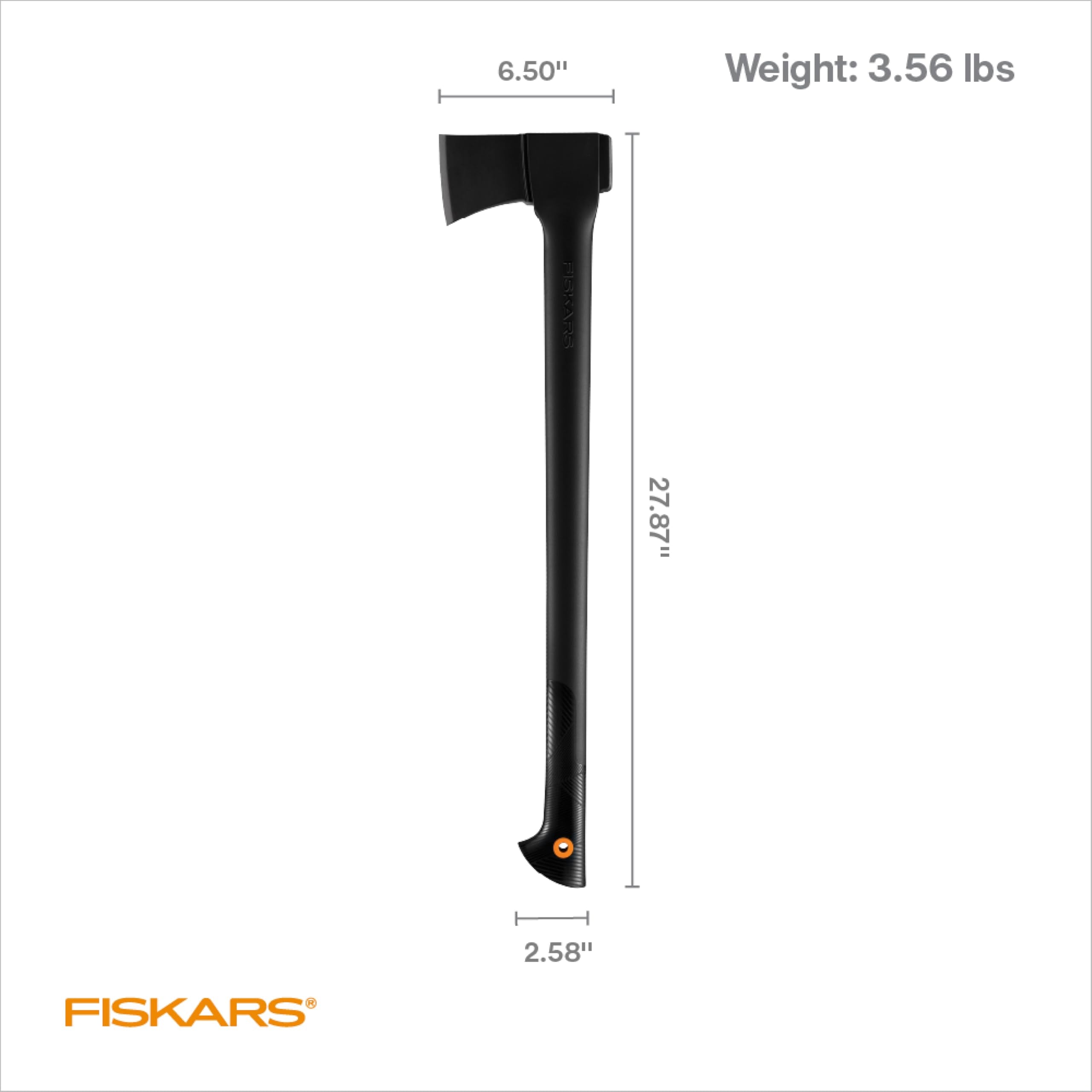 Fiskars chopping axe low-friction coating reduces sticking during cuts.