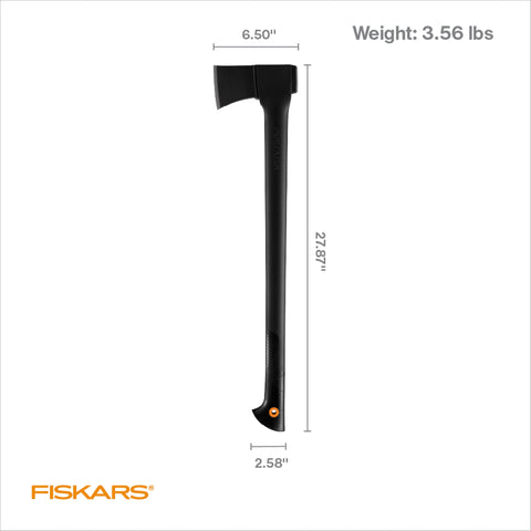 Fiskars chopping axe low-friction coating reduces sticking during cuts.