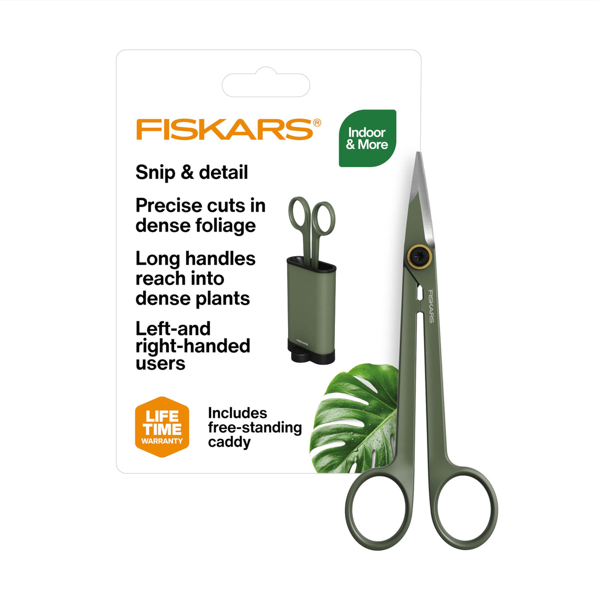 Fiskars Detail Snipper in action with long reach for precise pruning.