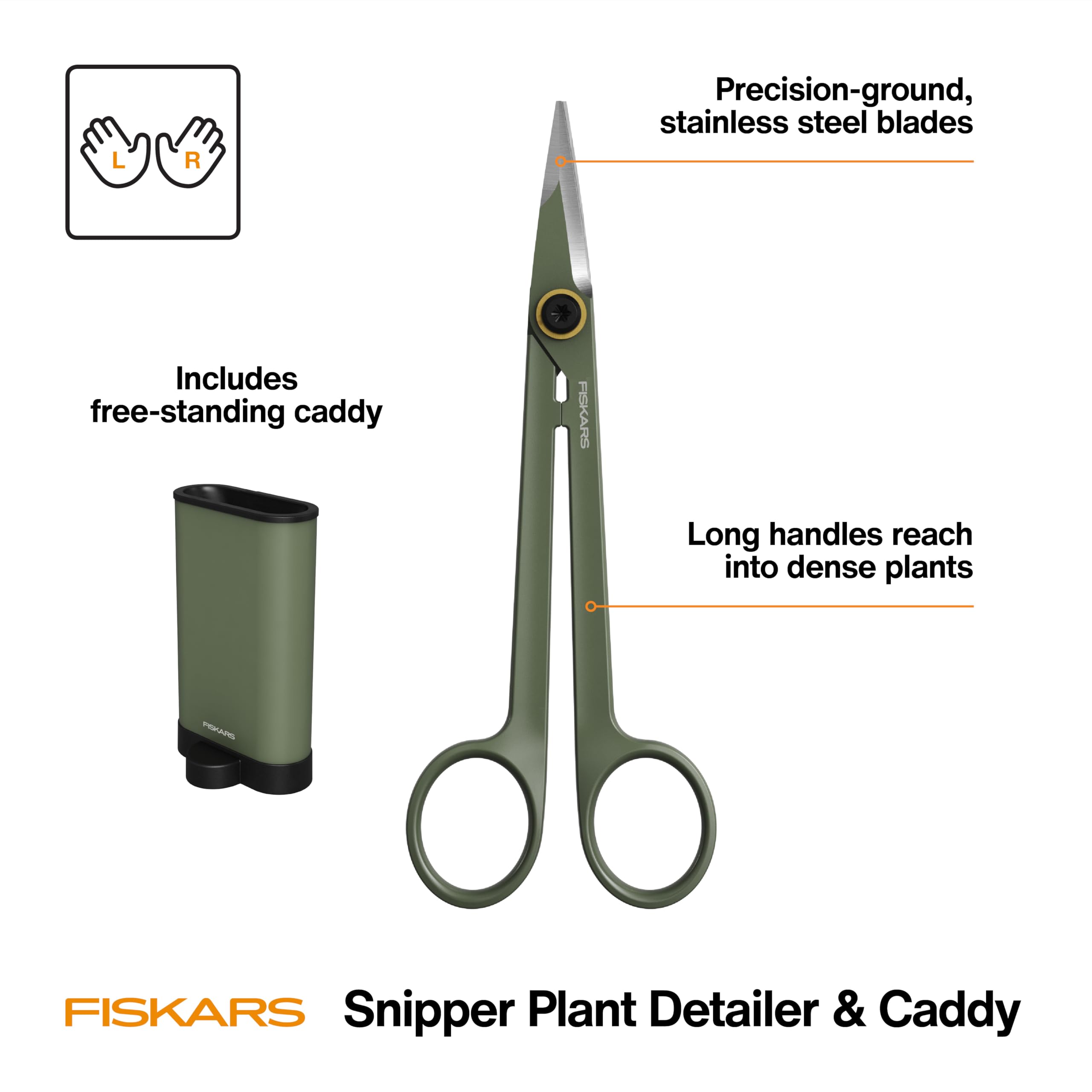 Close-up of Fiskars precision-ground blades delivering clean cuts.