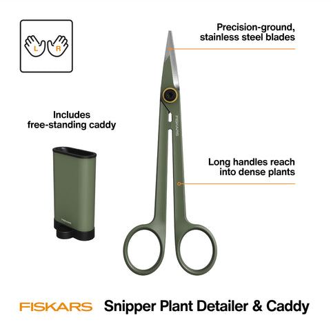 Close-up of Fiskars precision-ground blades delivering clean cuts.