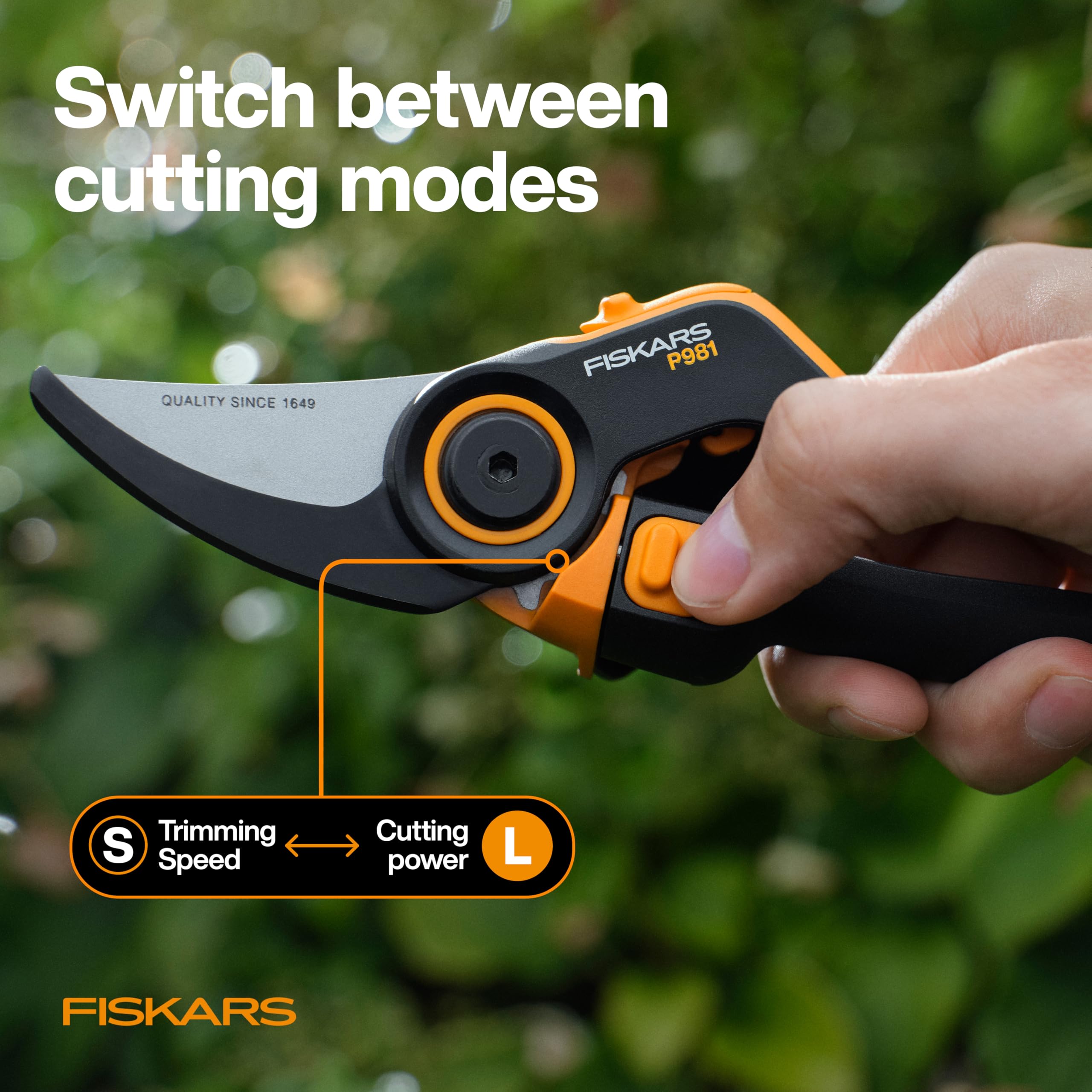 Fiskars DualAction Pruner blade closeup with low-friction coating