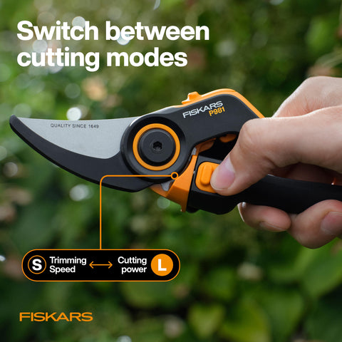 Fiskars DualAction Pruner blade closeup with low-friction coating