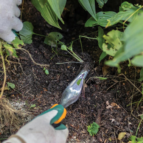 Fiskars Ergo Weeder in a tidy garden bed ready for next task.