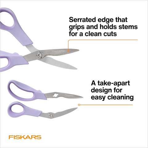 Fiskars Explore Vegetable Shears taken apart for easy cleaning
